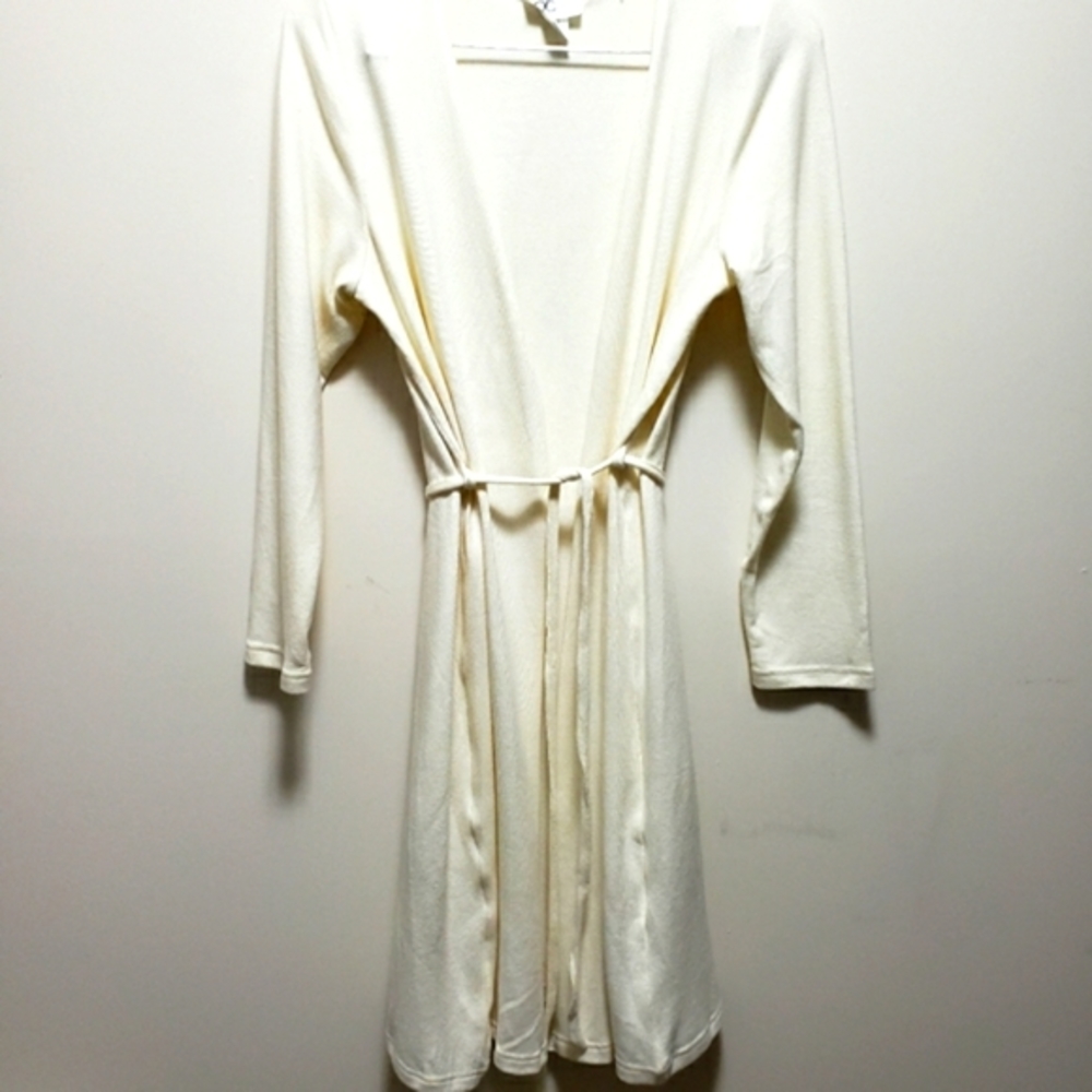 Cottage Country Cream Cardigan Sweater Long Belt Thin Super Soft NWT S-M